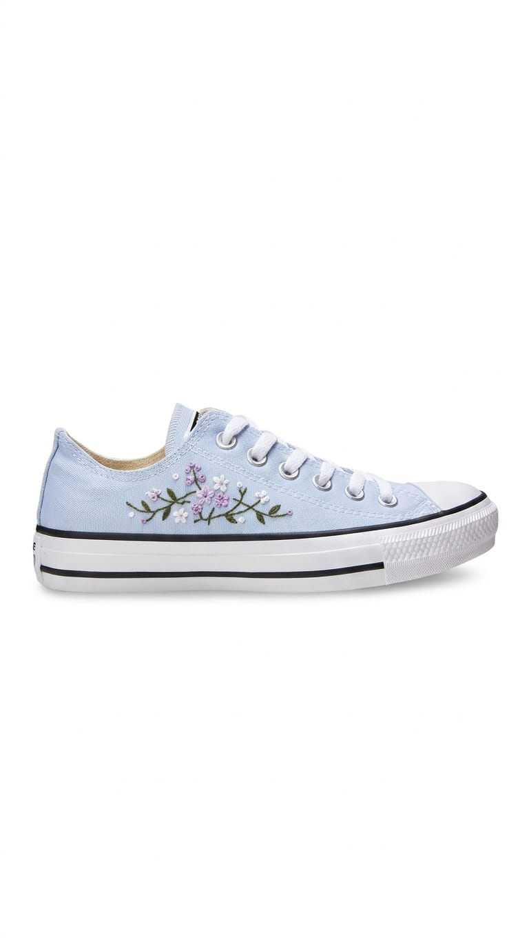 All Star Chuck Taylor Cano Baixo Casal Floral Elegante (tênis incluso) - Bordado artesanal feito à mão