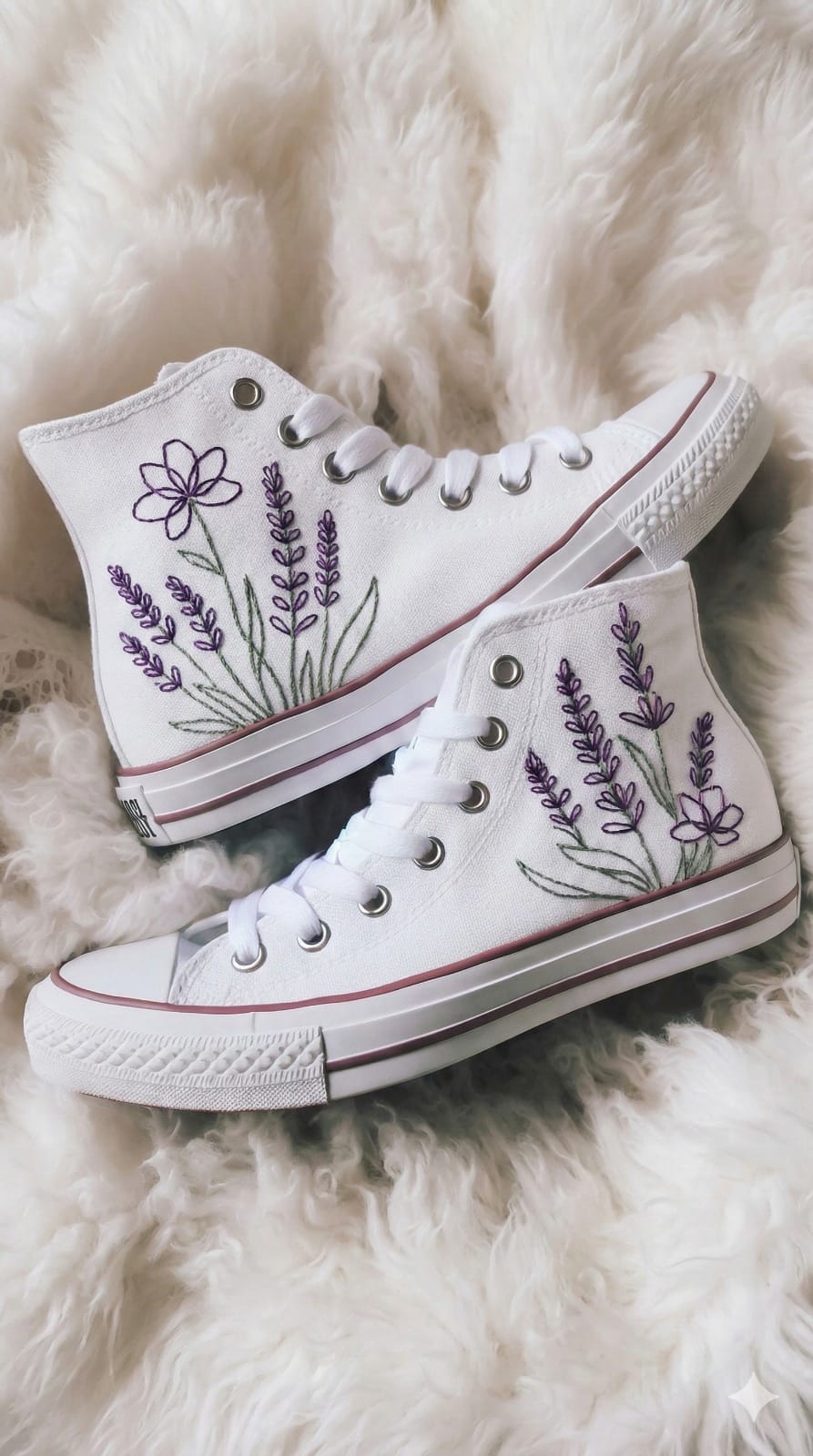 All Star Chuck Taylor Cano Alto Lavandas (tênis incluso) - Bordado artesanal feito à mão