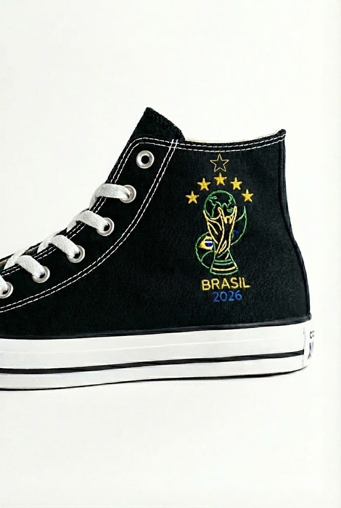 All Star Hexa Brasil - Bordado artesanal feito à mão - futebol, brasil