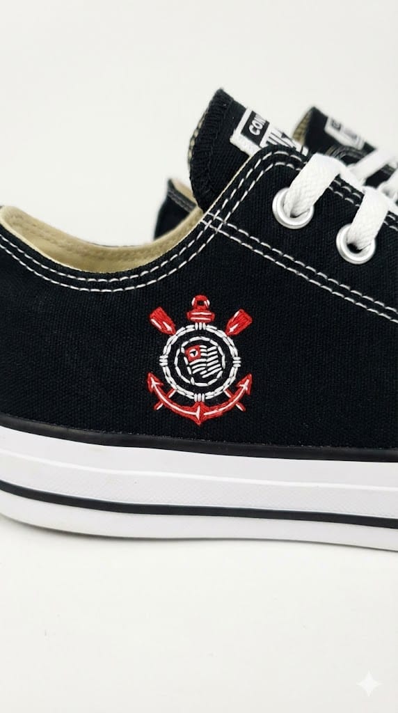 All Star Coringão Cano Baixo - Bordado artesanal feito à mão - futebol, coringão