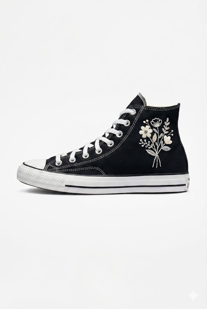 All Star Floral - Bordado artesanal feito à mão - floral, flores