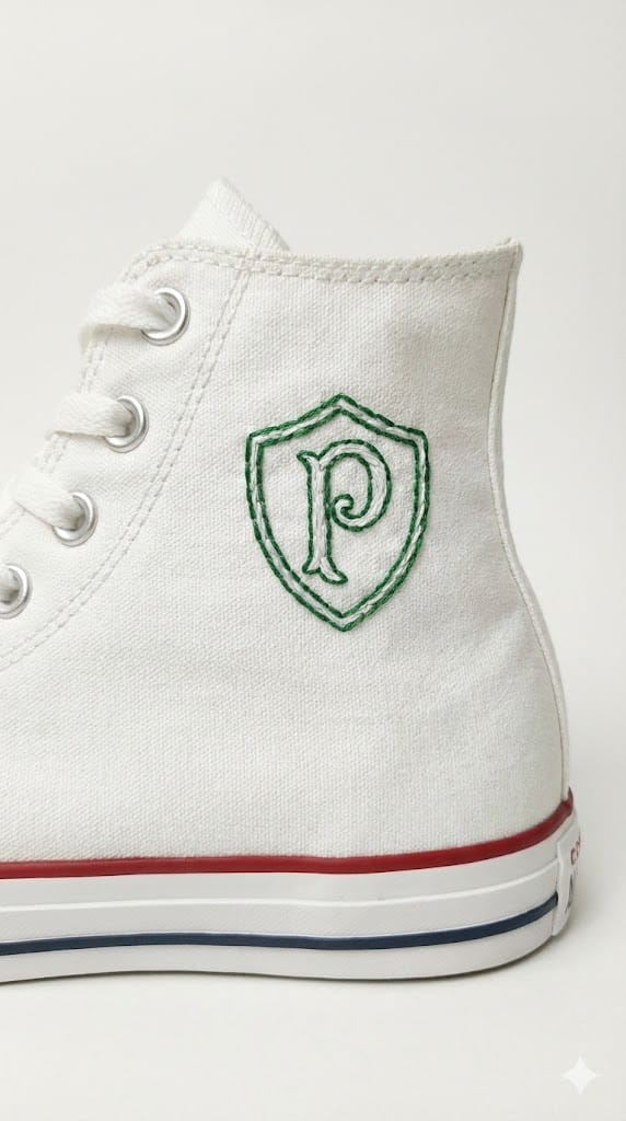 All Star Verdão - Bordado artesanal feito à mão - futebol, palmeiras