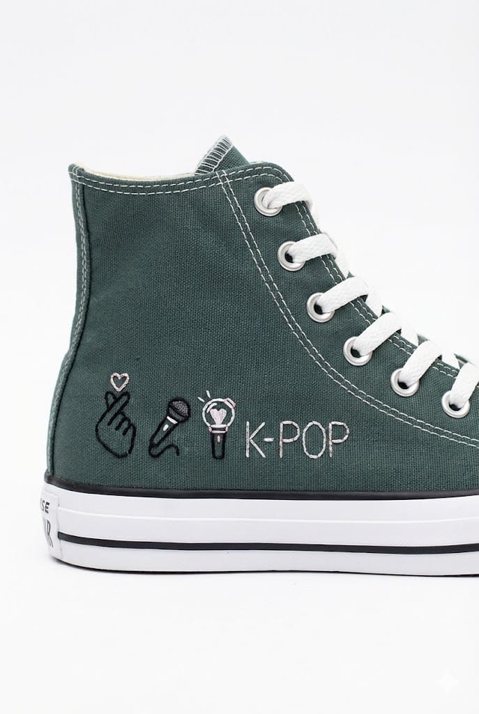 Tênis K-Pop Verde Escuro - Bordado artesanal feito à mão - kpop, army