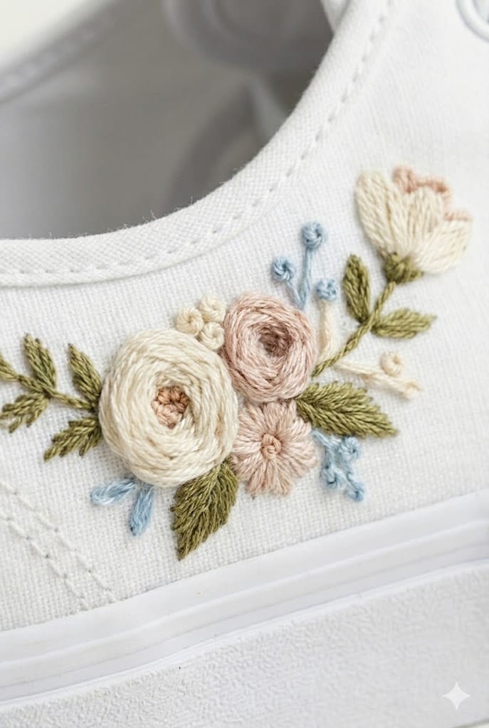 Vans Authentic Casal Floral Romântico (tênis incluso) - Bordado artesanal feito à mão