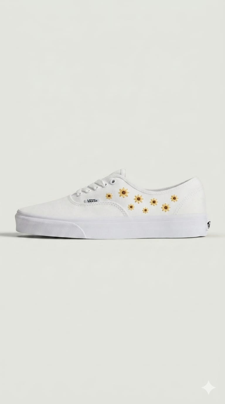 Vans Authentic Casal Girassóis (tênis incluso) - Bordado artesanal feito à mão